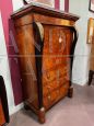 19th century Empire secretaire in walnut and walnut crotch