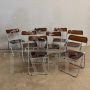 Set of 6 70s folding chairs in metal and smoked plexiglass