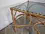 Bamboo table with glass top, vintage 1970s
