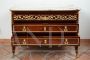 Antique Napoleon III chest of drawers in precious woods with marble top