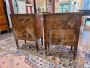 Pair of mid-18th century bedside tables with neoclassical inlays