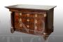 Antique French Empire chest of drawers in mahogany feather with marble top
                            