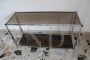 Vintage console in chromed metal and smoked glass, Italy 1970s