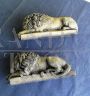 Pair of small sculptures of sleeping lions, inspired by Antonio Canova