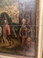 Antique Italian painting from the 18th century with a popular scene with oxen