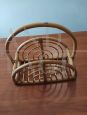 Mid-Century magazine rack in wicker and bamboo   