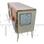 Three-door sideboard in colored artistic glass