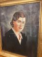 Portrait of a girl, art deco oil painting on canvas dated 1939