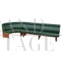 Modular corner sofa bench in green leather 