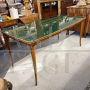 Italian mid-century table with green glass top