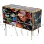 Dresser with six drawers in colored glass with abstract design