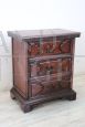 Antique solid walnut bedside table from the 18th century                            
