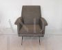 60s Italian mid-century armchair in light gray fabric, restored