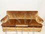 Classic three-seater vintage sofa in tawny brown silk velvet