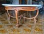 Round coffee table from the late 19th century in carved wood and marble