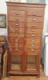 Vintage office chest of drawers with 16 drawers and two glass doors 