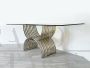 Steel, brass and glass dining table, Italy 1970s
