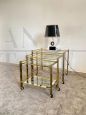 Vintage nest of tables in brass and glass, Italy 70s