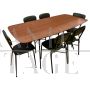 Vintage 1960s dining set with a large table and 6 skai chairs