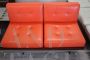 Saporiti sofa set in white and orange eco-leather, Italy 1960s