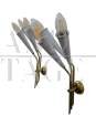 Pair of 3-light brass wall lamps, 1960s