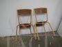 Pair of stackable brown Mullca chairs with dark wood seat, 1960s