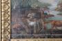 Painting with bucolic scene, oil on panel from the late 18th century in an antique frame