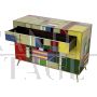 Multicolored glass dresser with four drawers