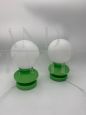 Pair of vintage green Murano glass table lamps           