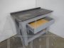 Industrial wooden counter with metal top, 1960s