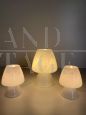 Trio of mushroom lamps in artistic Murano glass, Italy 1970s