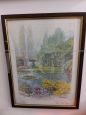 Watercolor with lake landscape signed M. Marten