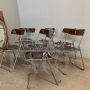 Set of 6 70s folding chairs in metal and smoked plexiglass