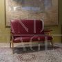 60's sofa in burgundy skai and wood