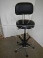 80s office stool in black leatherette with backrest