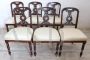 Set of 6 antique English mahogany chairs from the 19th century with padded seats
