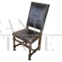 Antique 17th century walnut and leather spool chair