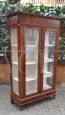 Antique walnut and glass display curio cabinet