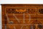 Antique Louis XVI Lombard chest of drawers in fine woods, 18th century