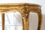 Antique Napoleon III side table in carved and gilded wood with marble top