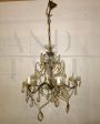 Vintage 5-light chandelier with glass drops, 1940s - 1950s    