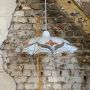 Vintage Yugoslavian pendant light in decorated glass, 1980s