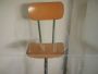 High stool in wood and metal with backrest and footrest, 1950s