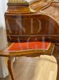 Antique cylinder desk inlaid in various woods, France 1870