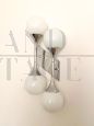 Vintage wall light in chromed metal and blown glass, Italy 1970s