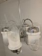 Vintage Murano glass and chromed metal chandelier with 6 lights, 1970s