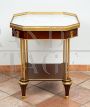 Antique Napoleon III octagonal coffee table in mahogany, marble and bronze