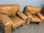 Pair of vintage armchairs in genuine leather from the 60s