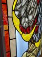 Stained glass window with leaded cathedral glasses, Italy 1950s
