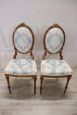 Pair of antique padded beech wood chairs, early 20th century